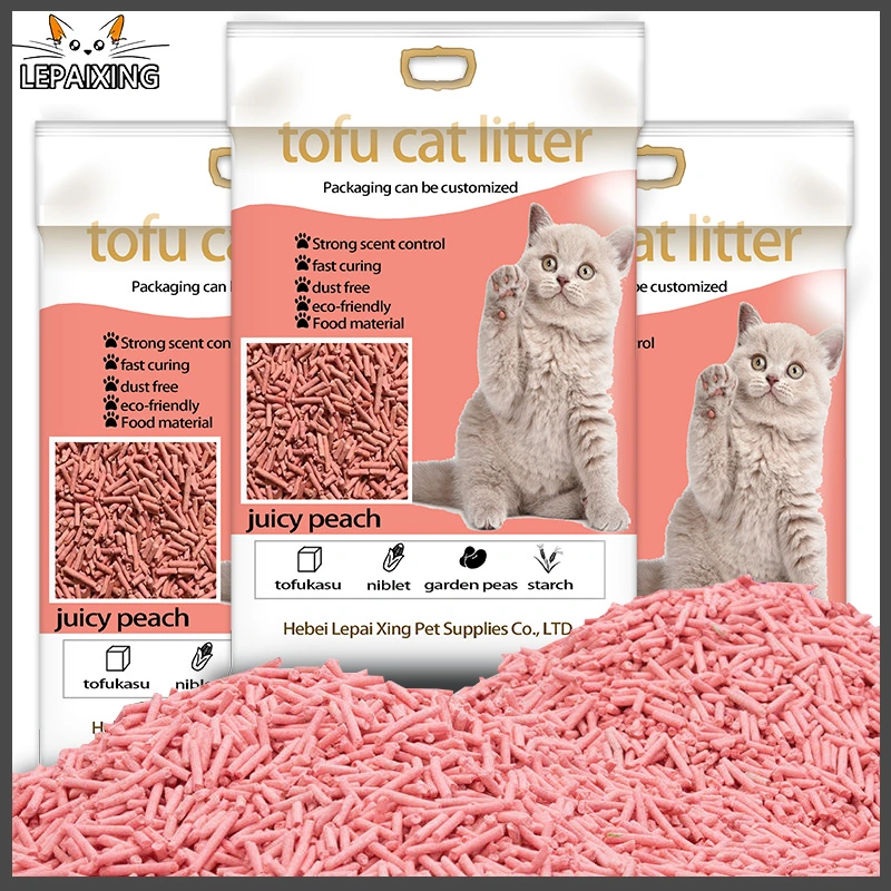 Le Tofu la litière pour chat nouveau produit des ingrédients sains Peach la saveur de 50 % de fibre de pois