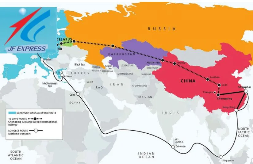 Porta a porta DPD China Railway Express / Rail preço / Rail Shipping Rail Frete da China para a Europa cerca de 40 dias