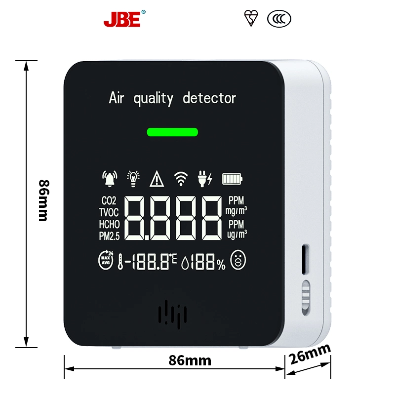 Tvoc Hcho Pm2.5 Alarme de Temperatura e Humidade Zigbee WiFi de alta precisão de alarme de dióxido de carbono do Monitor de qualidade do ar analisador de CO2