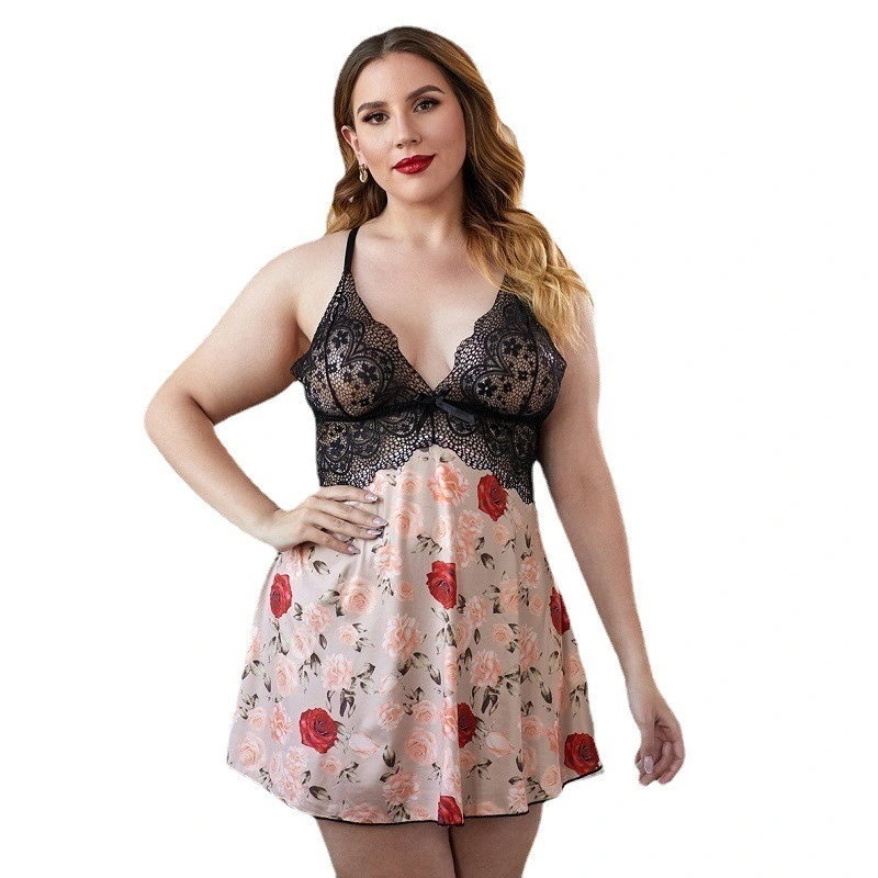 Wholesale/Supplier XL-6XL Size Fat Lady Fun Lingerie in Europe and America Sexy Lace Lace Pajama Skirt Women's Sexy Lingerie