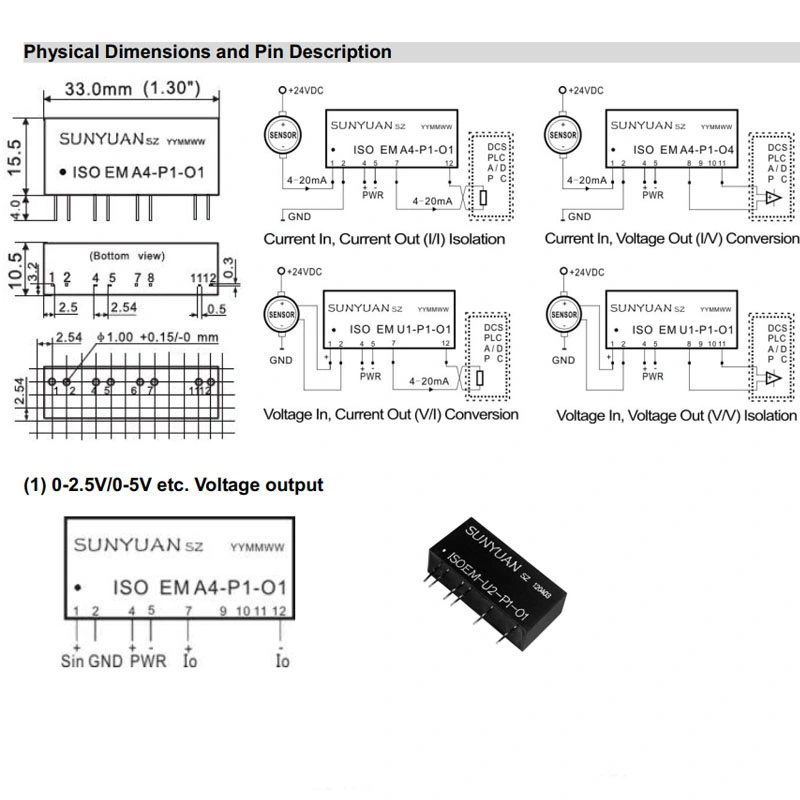 Convertisseur de signal de courant continu ou de tension universel avec amplificateur d'isolation.