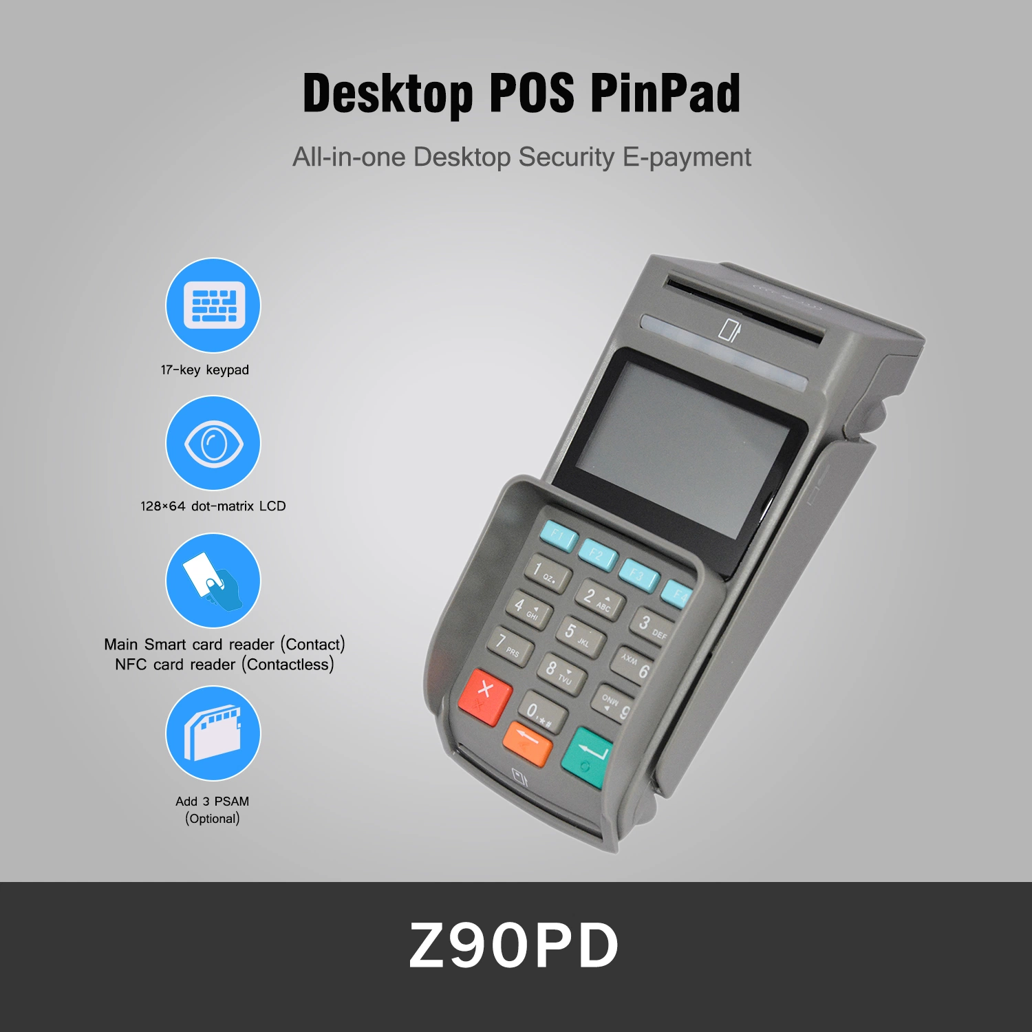 PDA Device Contact IC NFC Msr Card Payment ATM Security Pinpad Z90pd