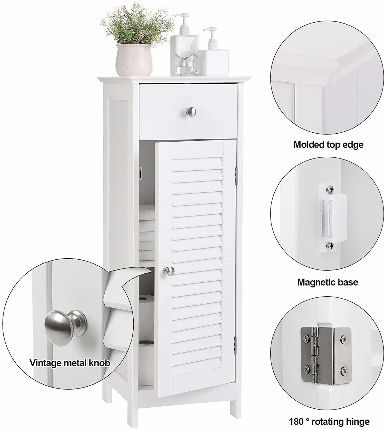 High End Modern Wood Bathroom Toilet Floor Storage Cabinet