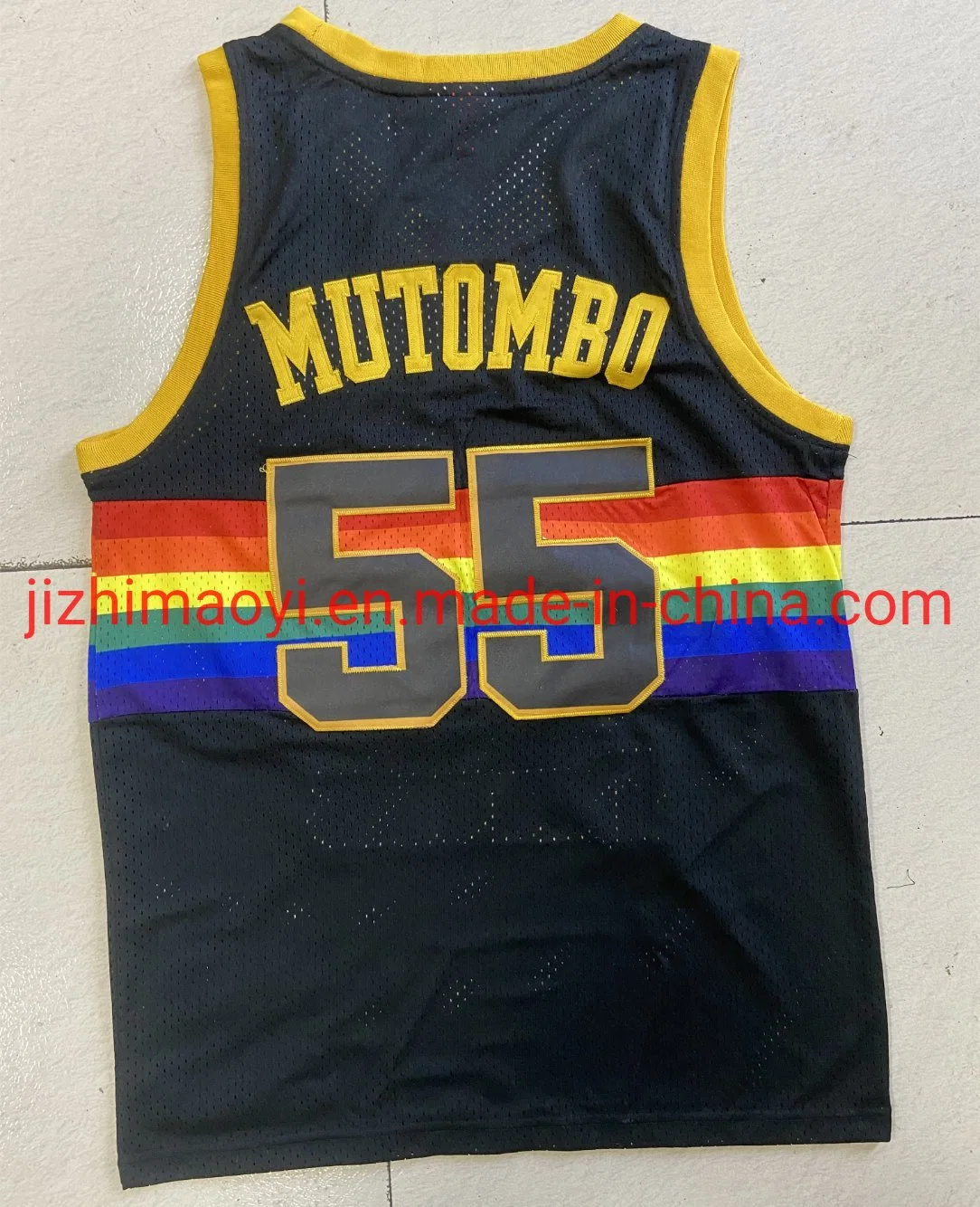 Wholesale Mens Denver Nuggets Dikembe Mutombo Swingman Jerseys Vest Tank Top Mesh Sportswear