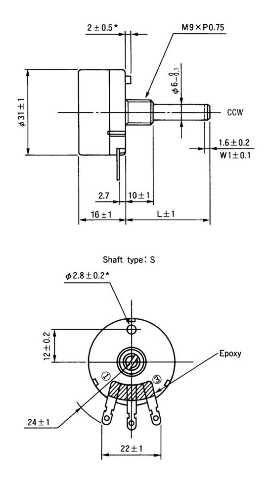 for Tocos RV30yn20s Carbon Film Potentiometer