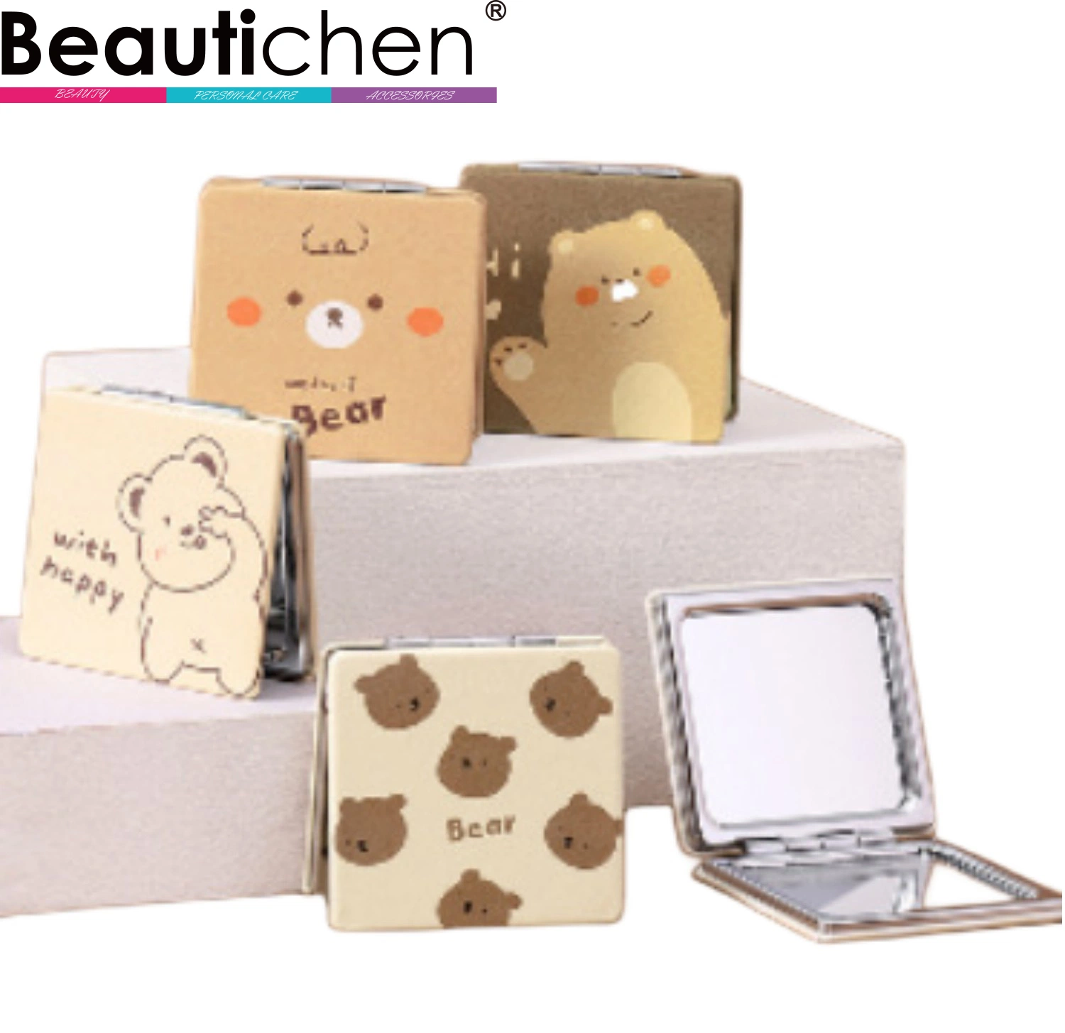 Beautichen Double Sided Wholesale Cosmetic Mirror Small Square Hot Selling Compact Mirror