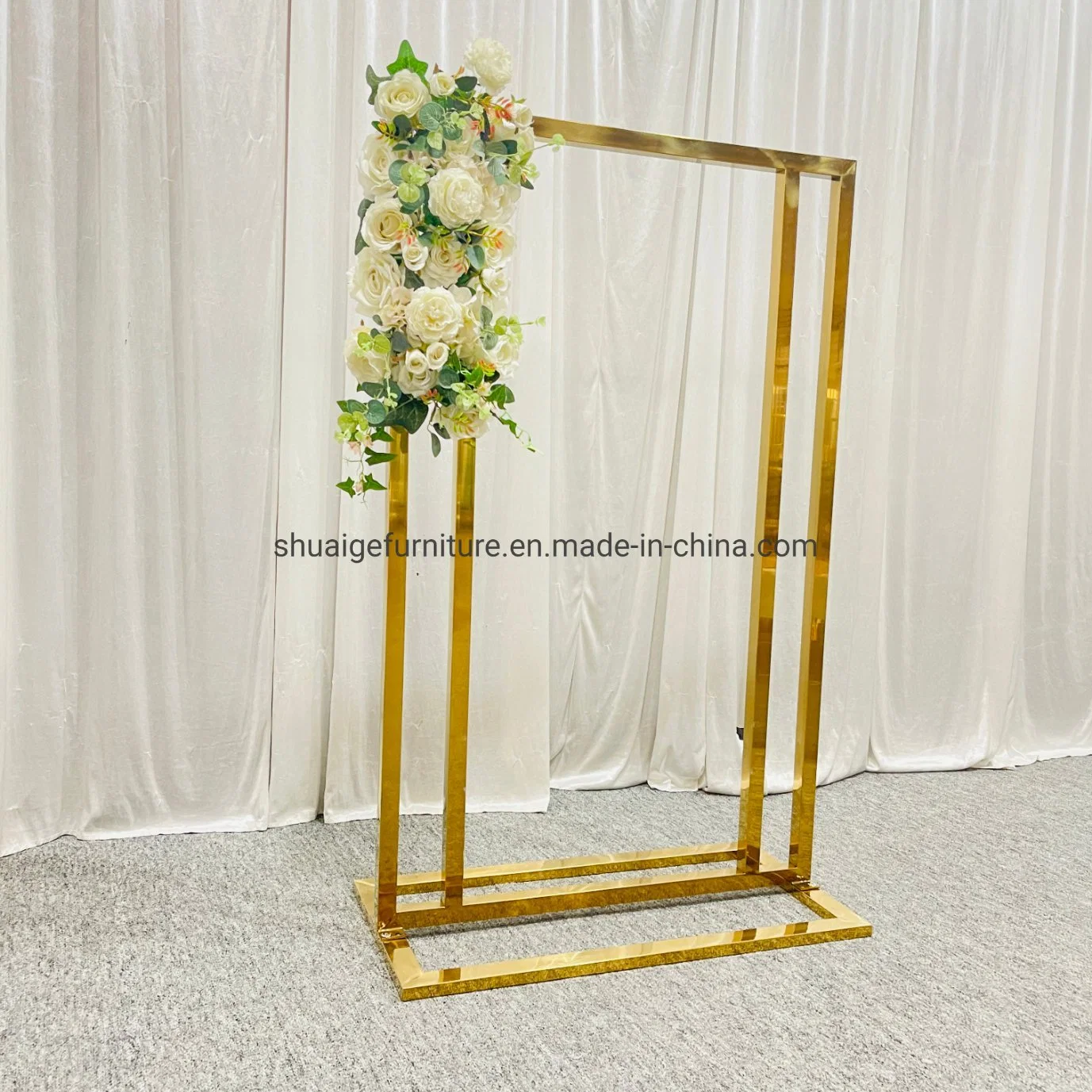 Cheap Hotel Events Furniture Decor Gold Stainless Steel Wedding Backdrop Advertising Display Rack