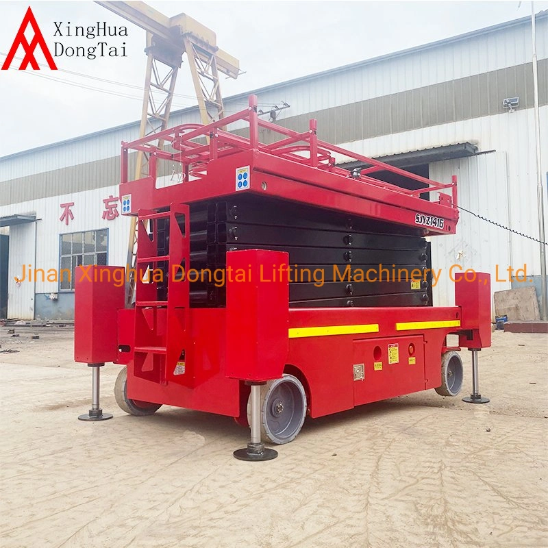 Self Propelled Hydraulic Scissor Lift Elevator Electric Scissor Lift Automatic Leveling Support Legs