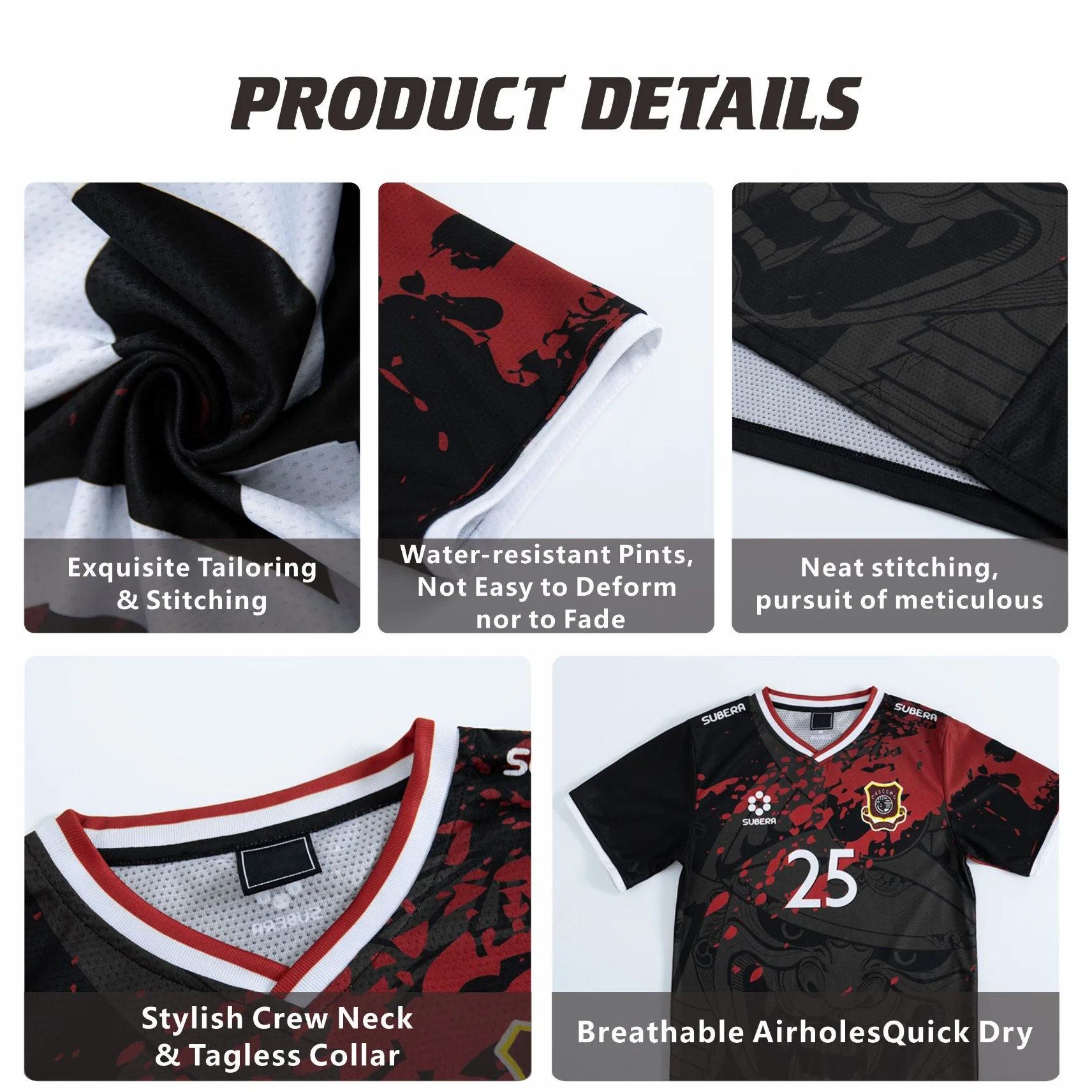 Personalisierbare atmungsaktive Sublimation T-Shirt Polyester Cool Dry Material Sport-Events Shirt Sweat-Transportierendes Fußballtrikot Bedrucktes Fußball-T-Shirt