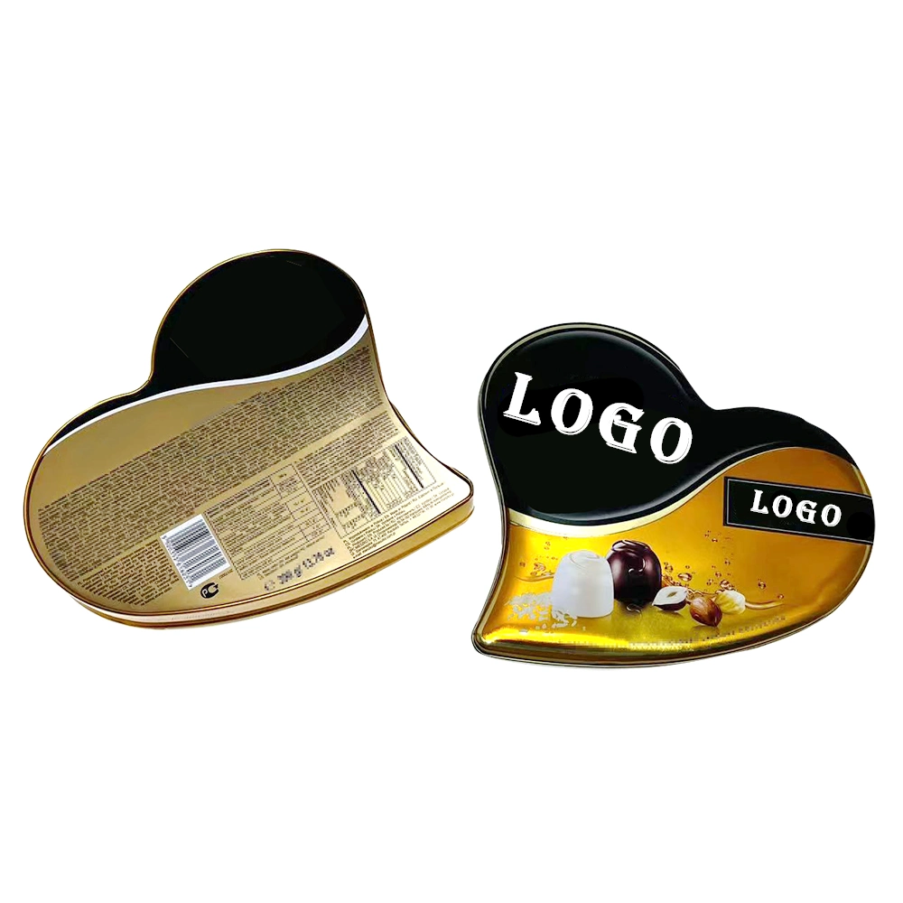 Специальная упаковка Tinplate Valentine Day Black Heart Shaped Metal Box Упаковка продуктов Вold Tin jar