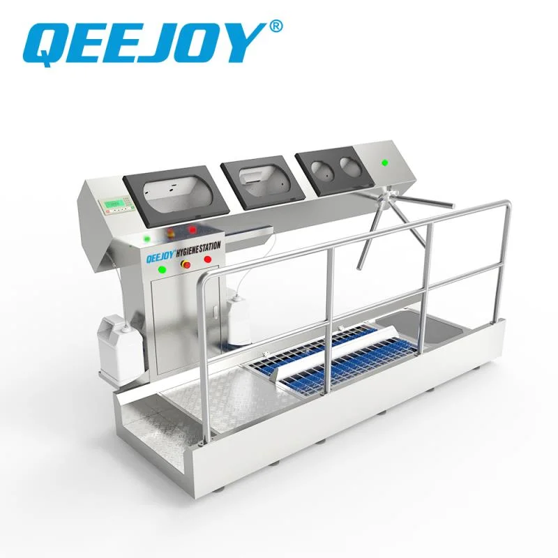 Shoe Sole Cleaning Station with Hand Washing Dryer and Disinfection Device Tripod Turnstile Control Pass