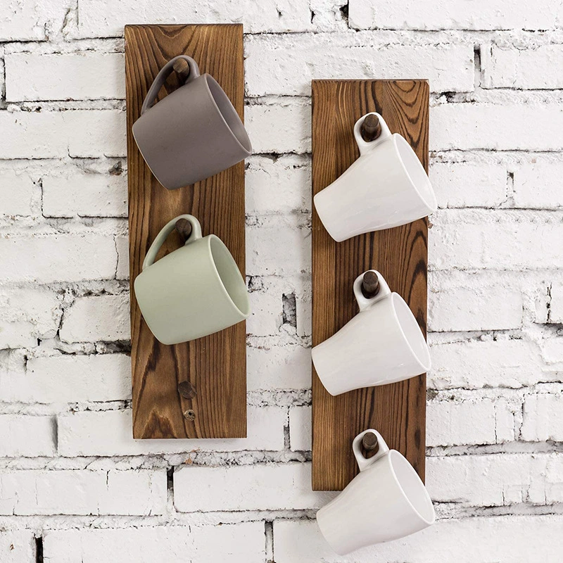 Wall Hanging Sign Rustic Wall Mounted Wood Coffee Cup Storage Rack Coffee Mug Hanger Rack