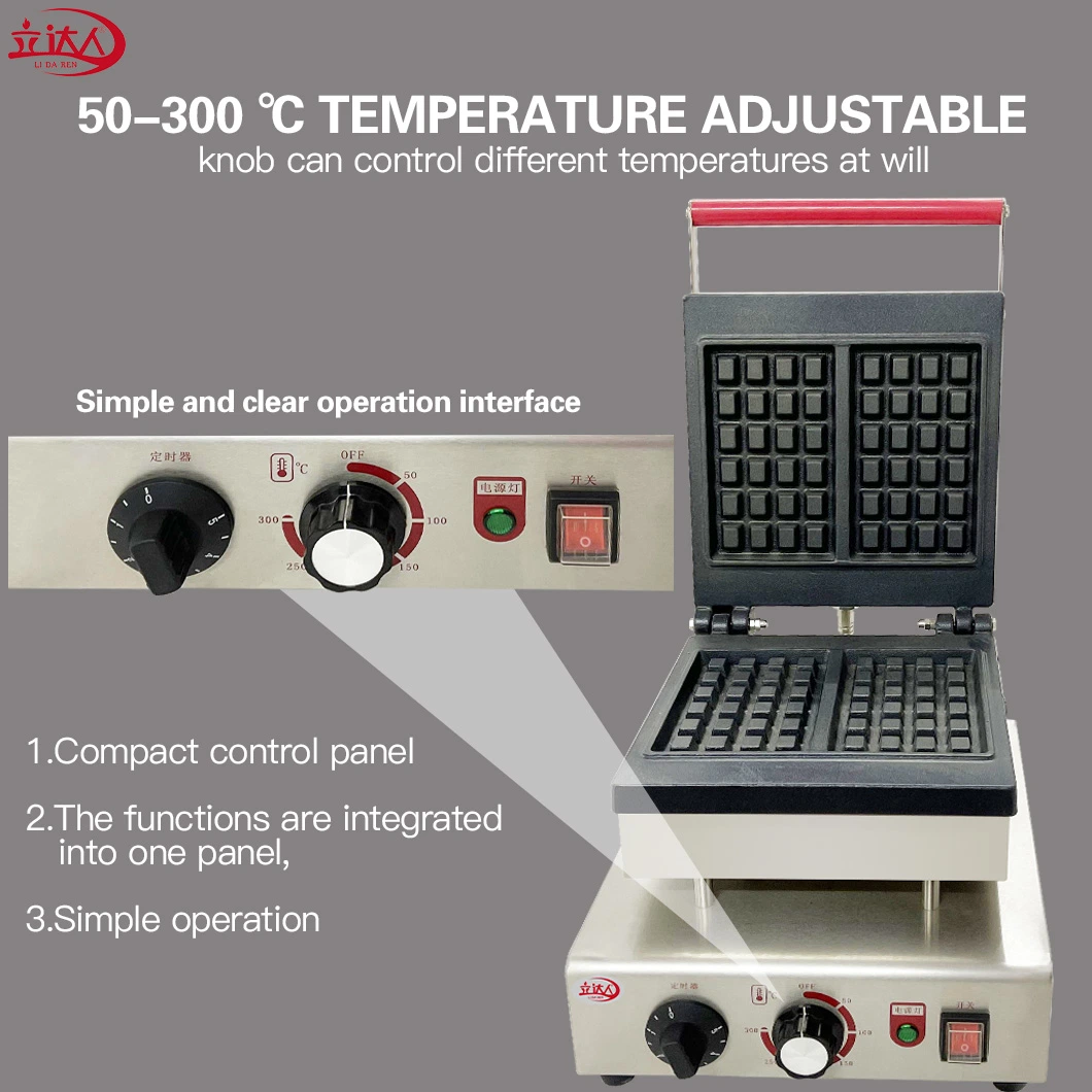 2023 Precio barato Snack Control manual de la máquina rotativa de la máquina de hierro Gofres belgas Waffle Maker Waffler