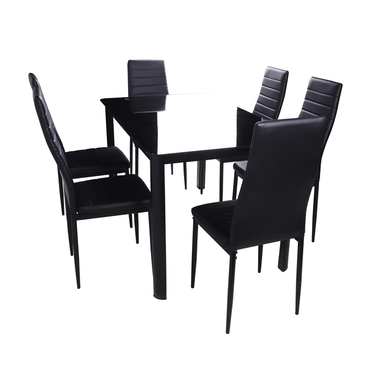 Barato Mobiliário moderno Restaurante jantar 6 cadeiras quarto conjunto de mesa de jantar de vidro