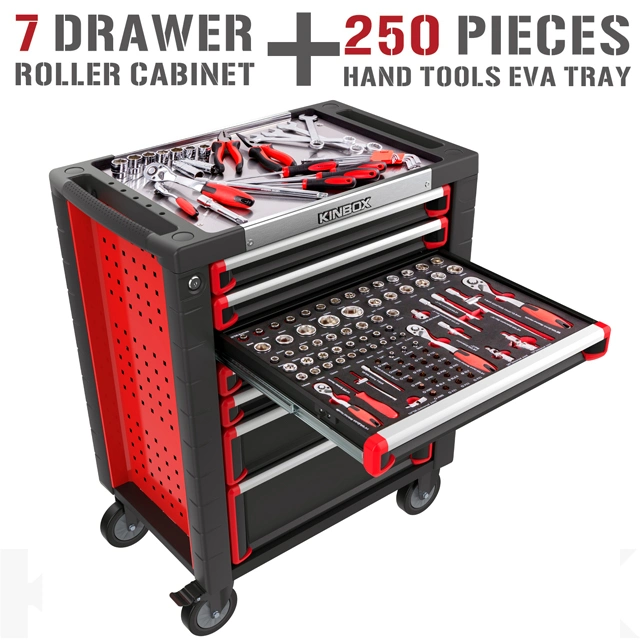 Kinbox Hand Tool Set Storage Cabinet Trolley with 250 PCS Tools
