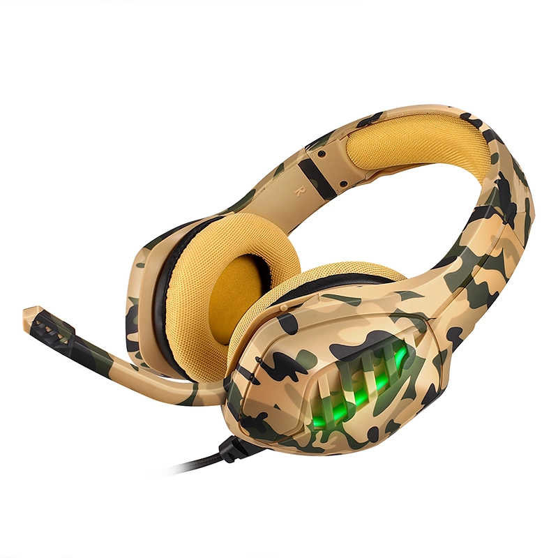 Microphone LED for Computer Tablet Laptop Camouflage Soft Style 50mm Speakers with Hidden Mic Earphone Gaming Headset