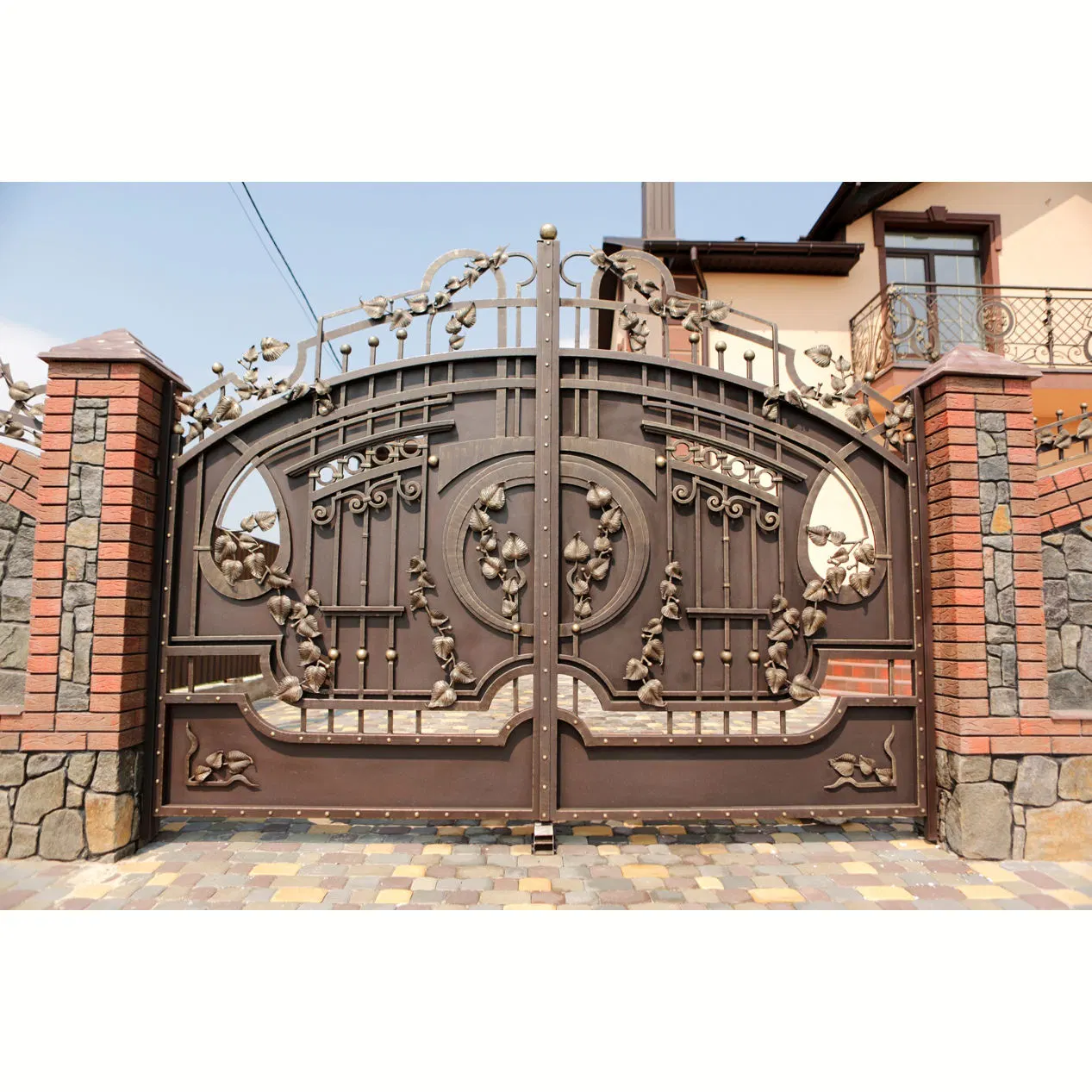 Auto Electric Steel Gate Swing Wrought Iron Main Gate Design Front Door