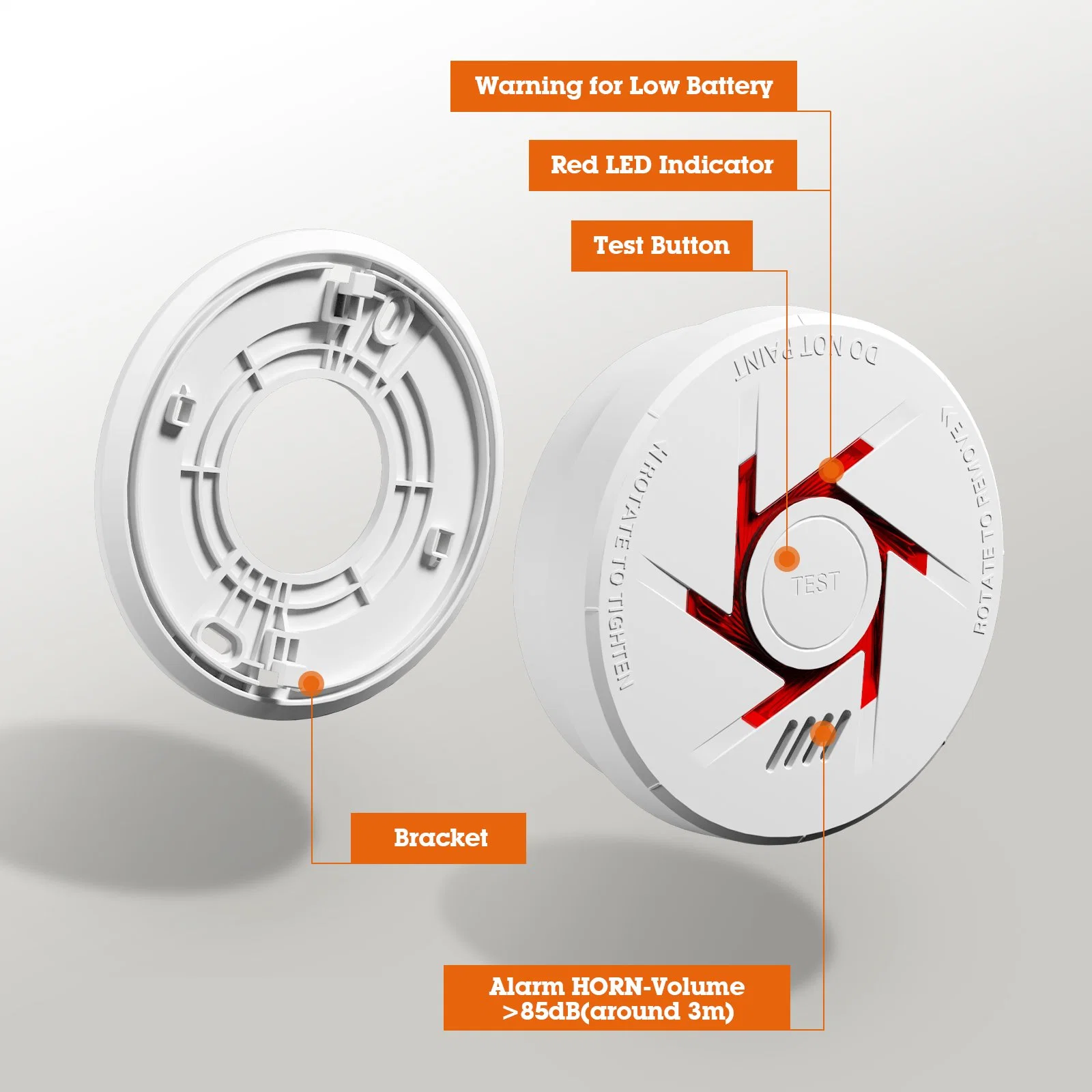 9V Battery Operated Optical Smoke Alarm