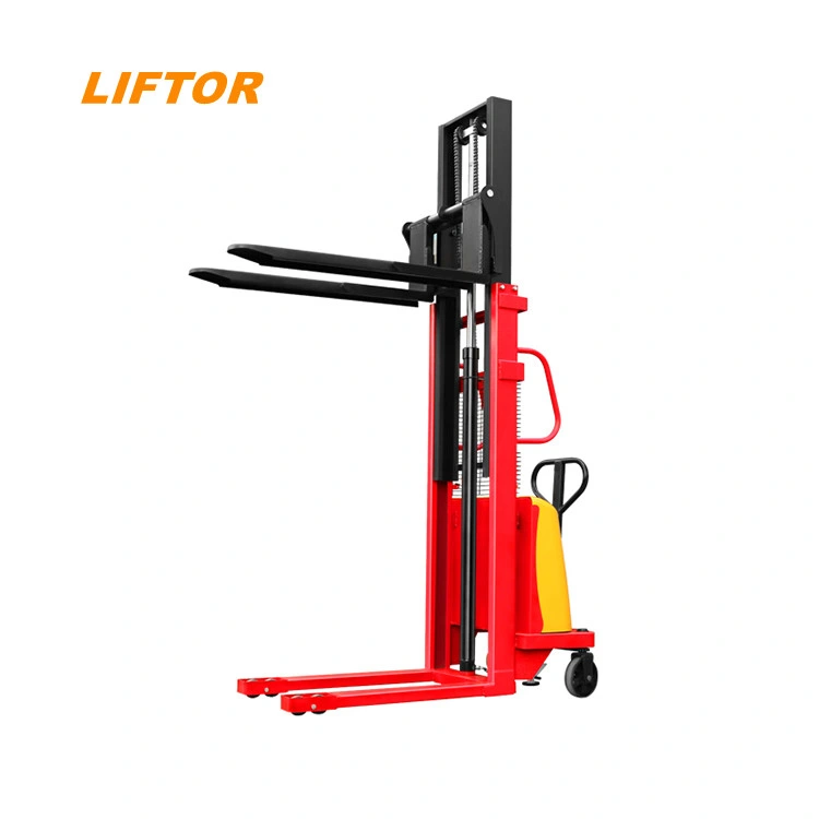 Apilador 2 Ton 5m elevador de horquillas hidráulico Semi eléctrico Palet de mano Precio del apilador eléctrico