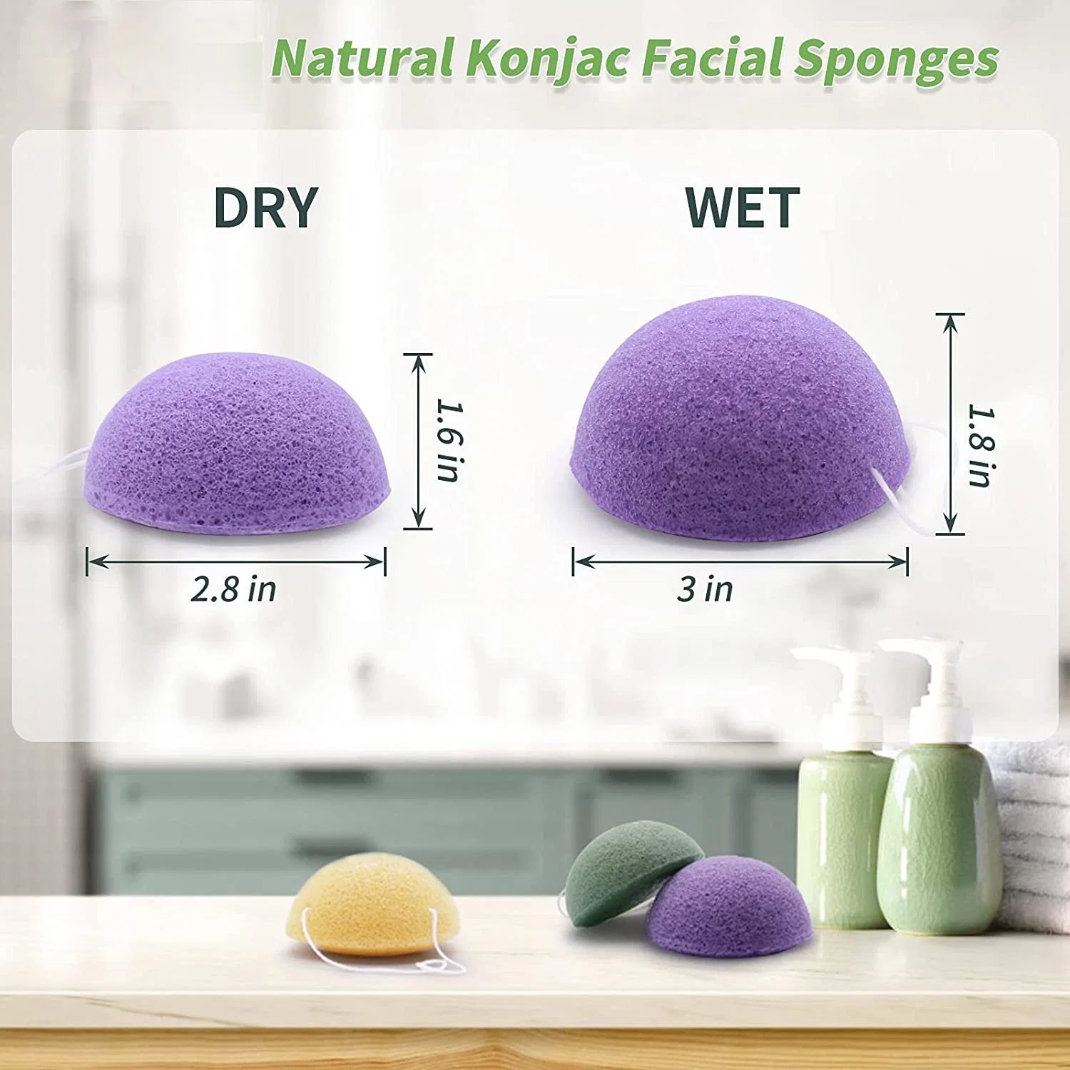 Bath Sponge Konjac Facial Sponges for All Skin Types Soft and Gentle Face Body Exfoliation and Deep Cleansing Organic Natural