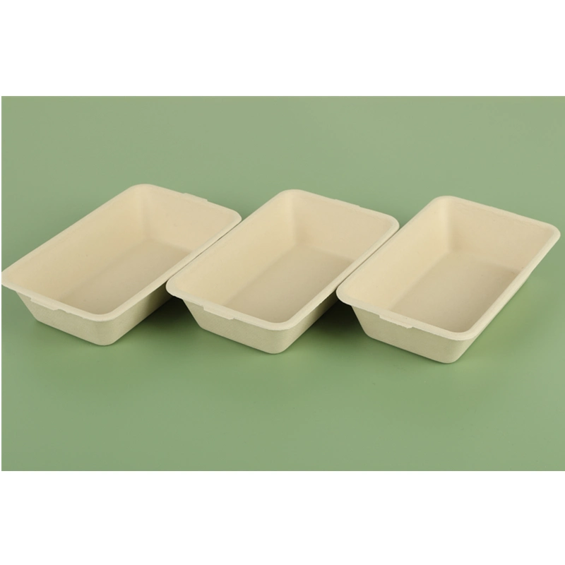 450ml Square Compostabl Disposable Bamboo Fiber Tableware Bento Box