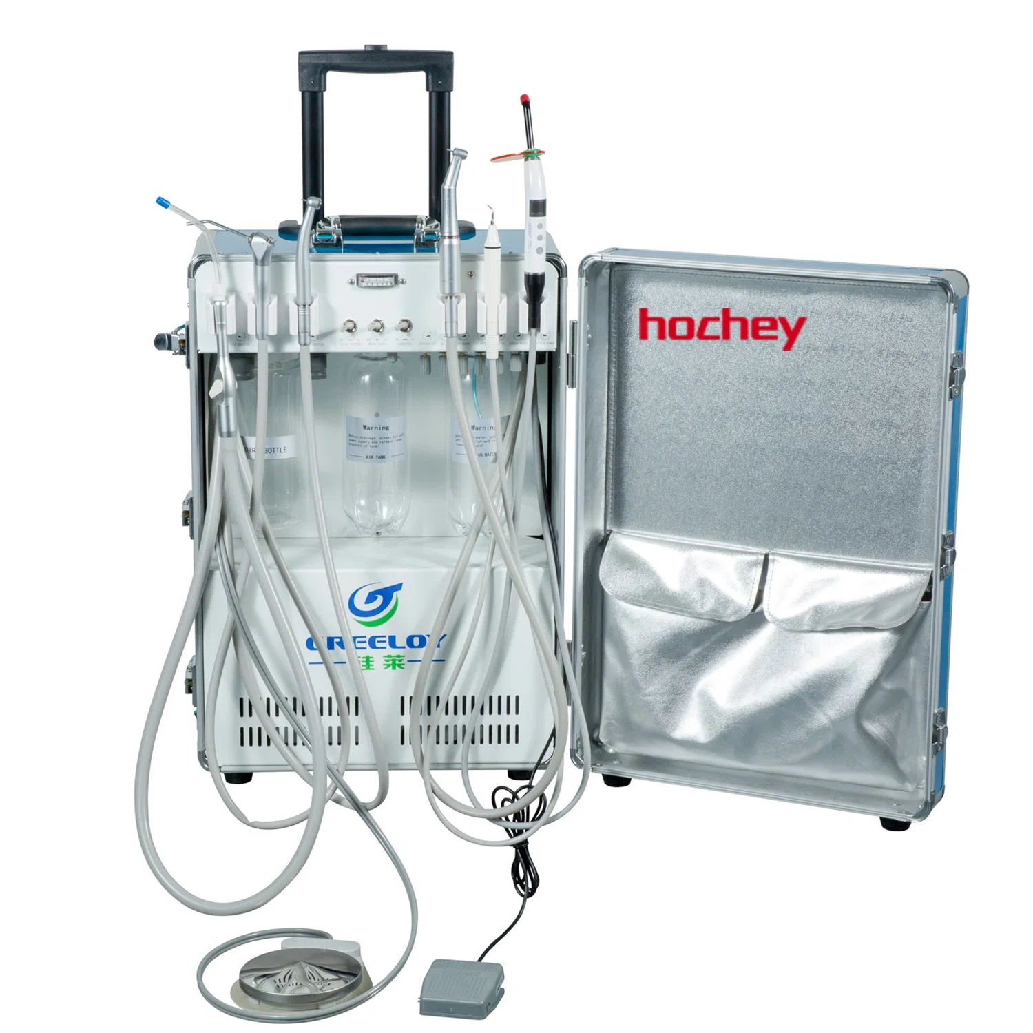 Hochey Medeical CE Luxury Dentist Home Visiting Clinic Mobile Unit Aluminium Portable Dental Unit with Suction Air Compressor