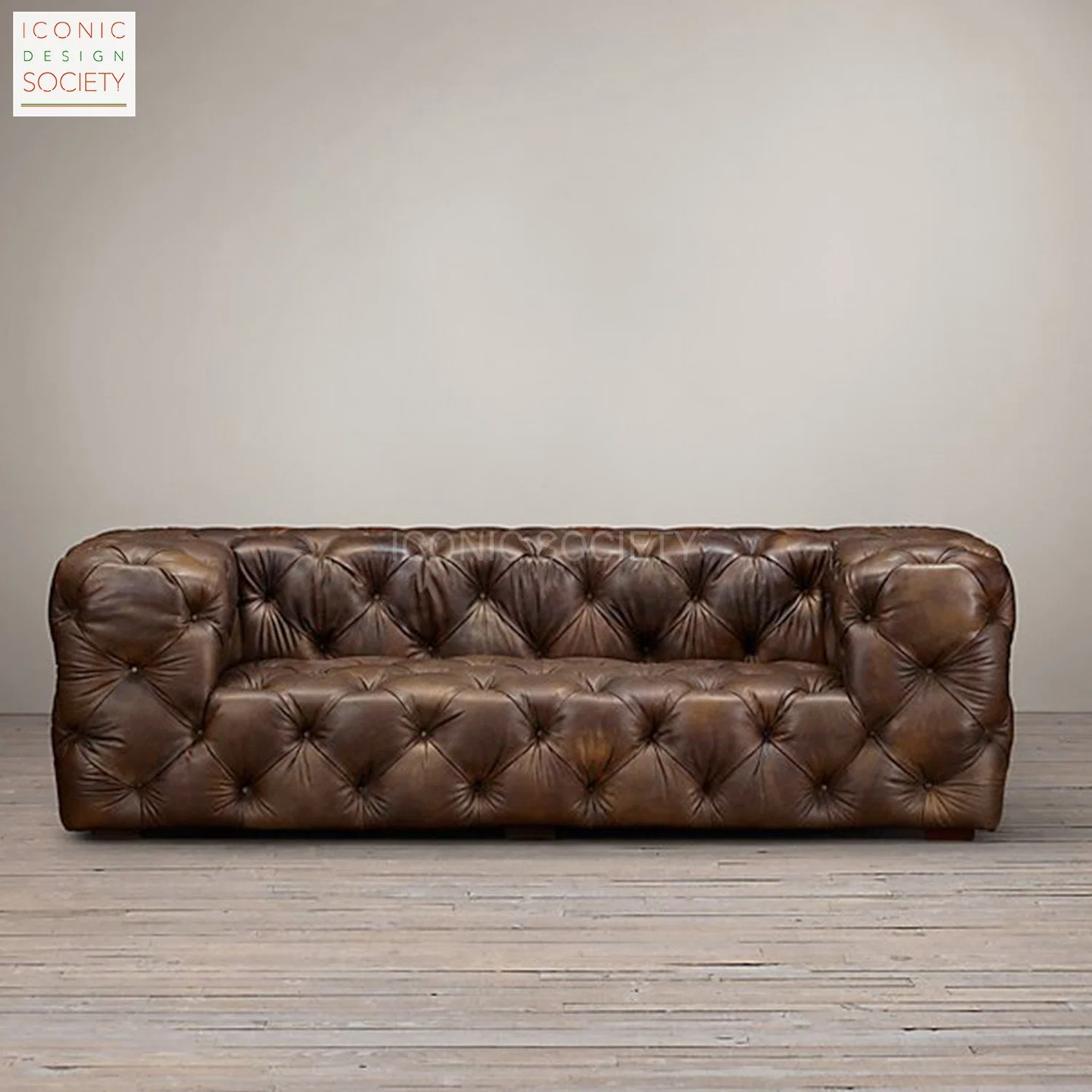Modern Luxury Living Room Furniture Hotel Classic Button Tufted Genuine Leather Chesterfield Sofa