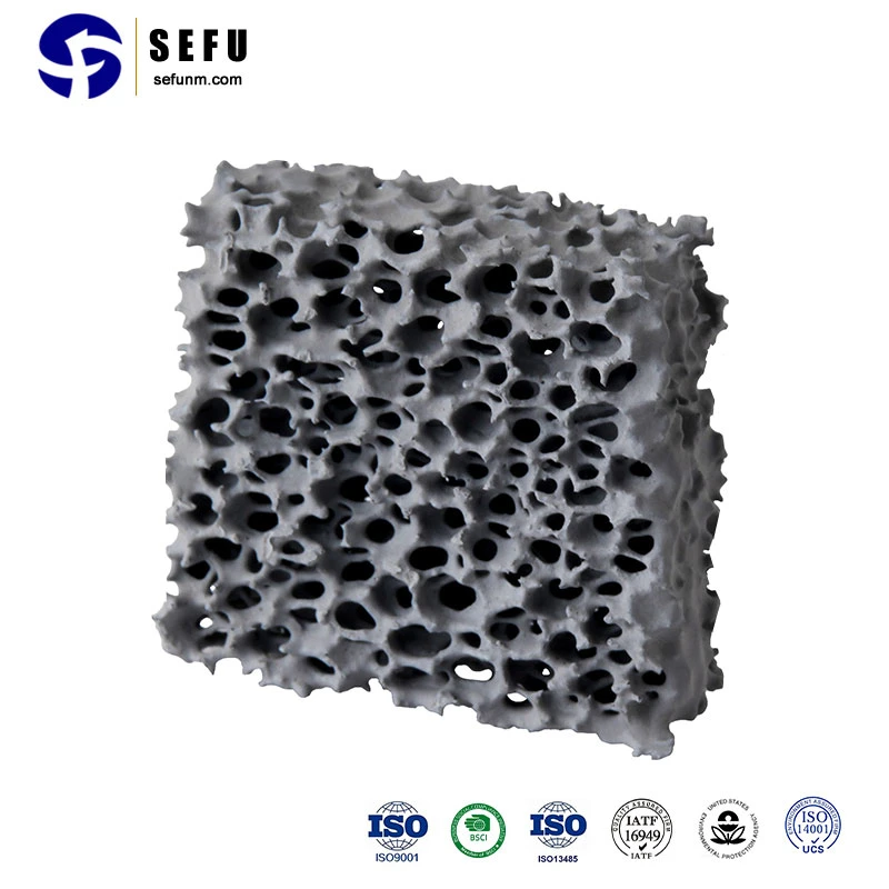 Sefu China Honeycomb Filter Factory 10-40 Ppi Silicon Carbide Sic Ceramic Foam Filter 40X40X15 Casting Cff Filter for Foundry