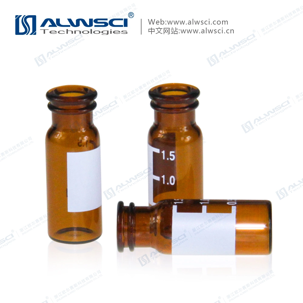 Alwsci HPLC Lab Use 11mm Snap 2ml Amber Vial with Integrated 0.2ml Glass Micro-Insert