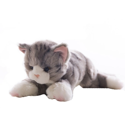 Peluches adorables animales gatos blanco y gris.