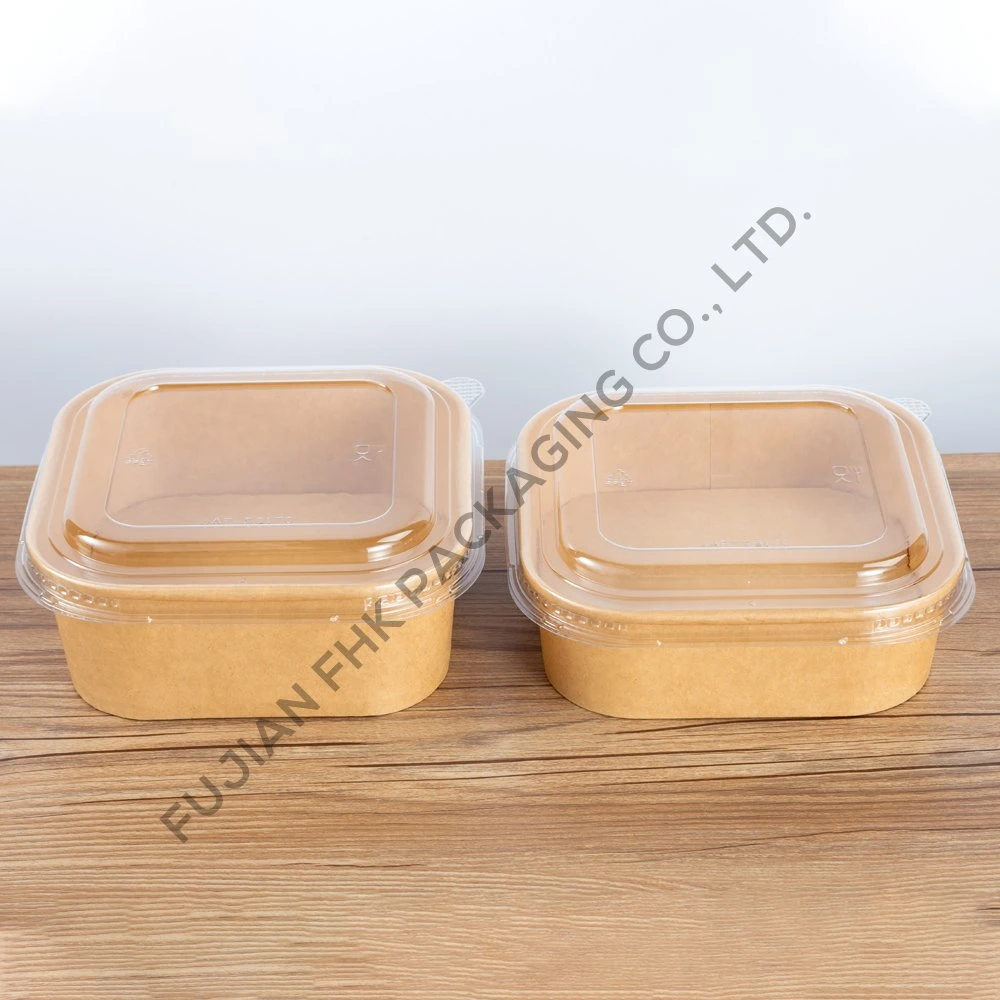 Wholesale/Supplier Custom Logo Disposable Fast Food Packaging Square Paper Salad Bowl