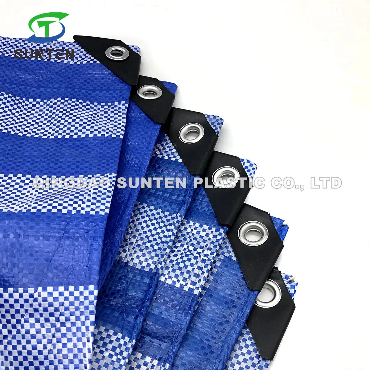 Blue White Stripe Waterproof/UV Resistant Plastic/PP/PE/Polypropylene/Poly Canvas Sheet for Thailand, Myanmar, Taiwan, Hongkong