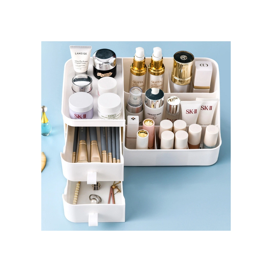 Organizer Drawer Acrylic Foldable for Bedroom Closet Cosmetic Organiser Dividers Basket Bins Cubes Plastic Ties Bra Storage Box