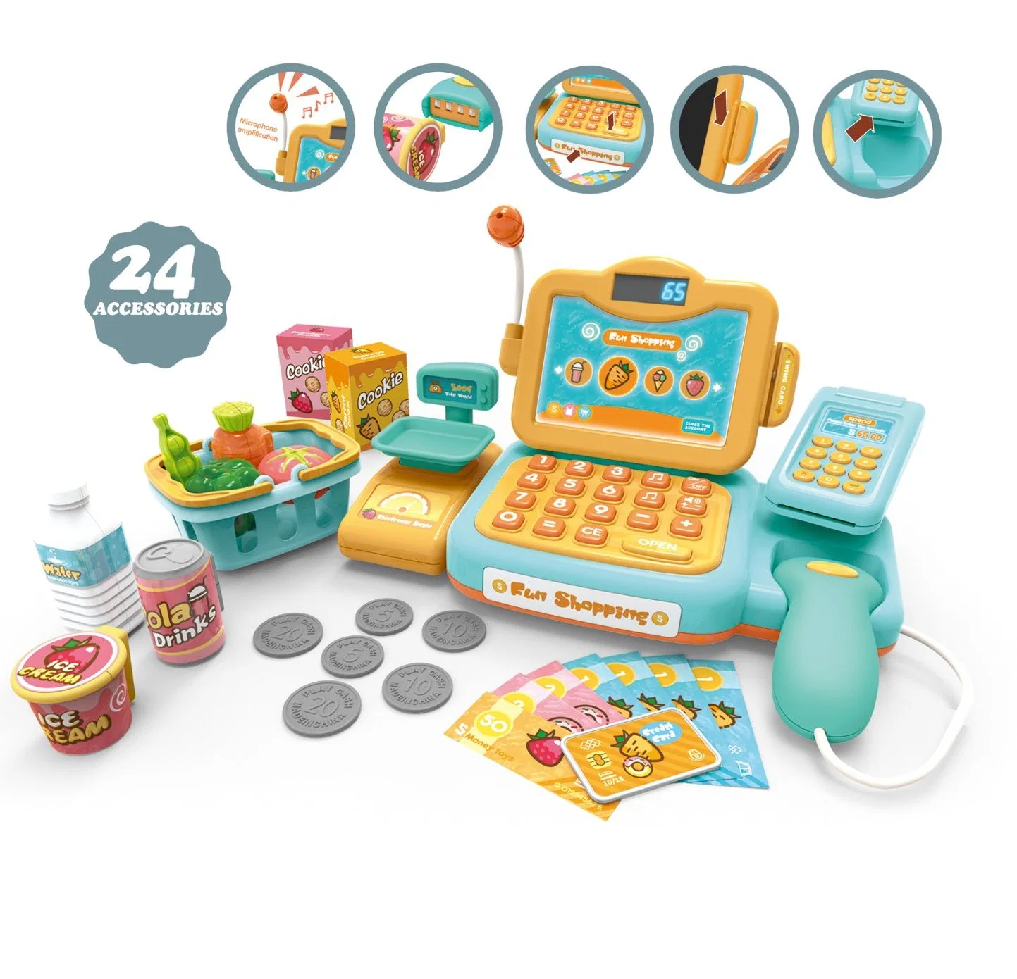 Cash Register Play Sets mit Licht &amp; Sound Pretend Play Küche Puppe Spielzeug Kunststoff Kinder Spielzeug DIY Selbstmontage Fabrik Direktvertrieb Großhandel Intellec