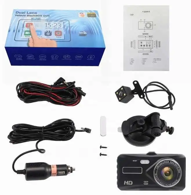 4 Inch 1080P Window Installed Dual Lens Touch Screen Dash Cam