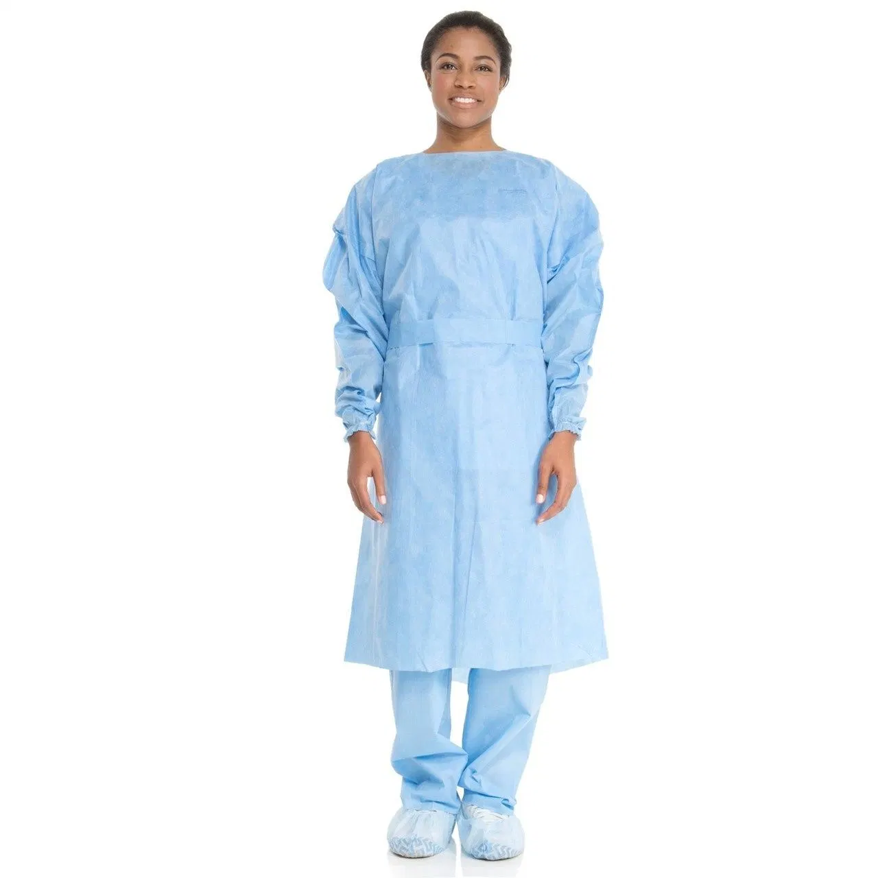 Surgery Use Protective SMMS Surgical Gown with Knitted Cuff Reinforce En13795