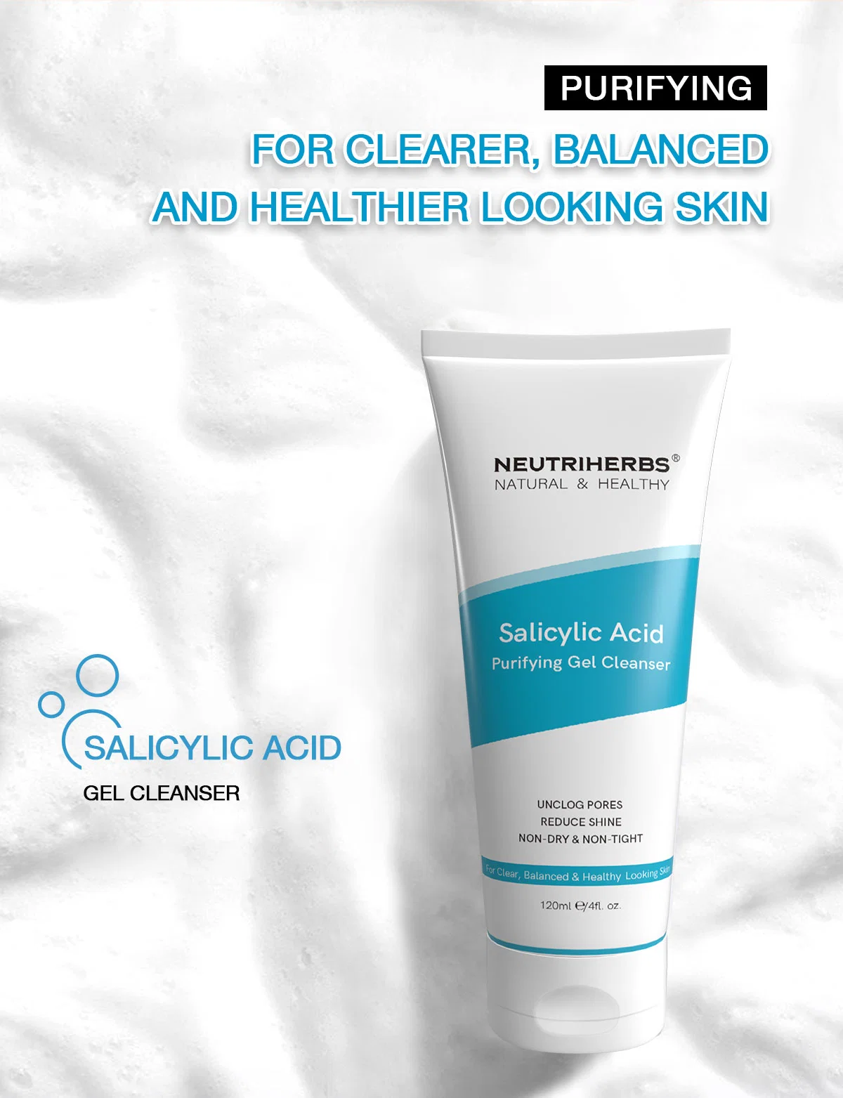 Reduce Acne and Pimples Purifies The Skin Moisturzing Salicylic Acid Facial Wash