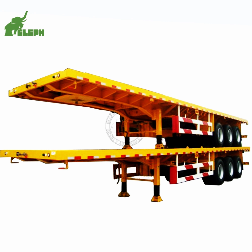 Qingdao Supplier Tri-Axle 40FT Container Flat Bed Semi Trailer