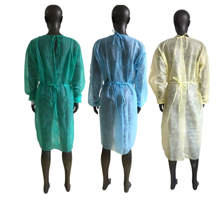 Disposable Non-Woven Protective Isolation Gown PPE Medical Surgical Gown CE Patient Gown En Medic Clothes Stitch Sewing