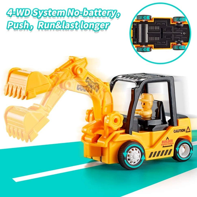 Friction Power Carro Caminhão de Construção de Plástico Despejo Buldozer Escavadeira Brinquedos para Crianças Caminhão de Brinquedo Emulacional para Meninos e Meninas.