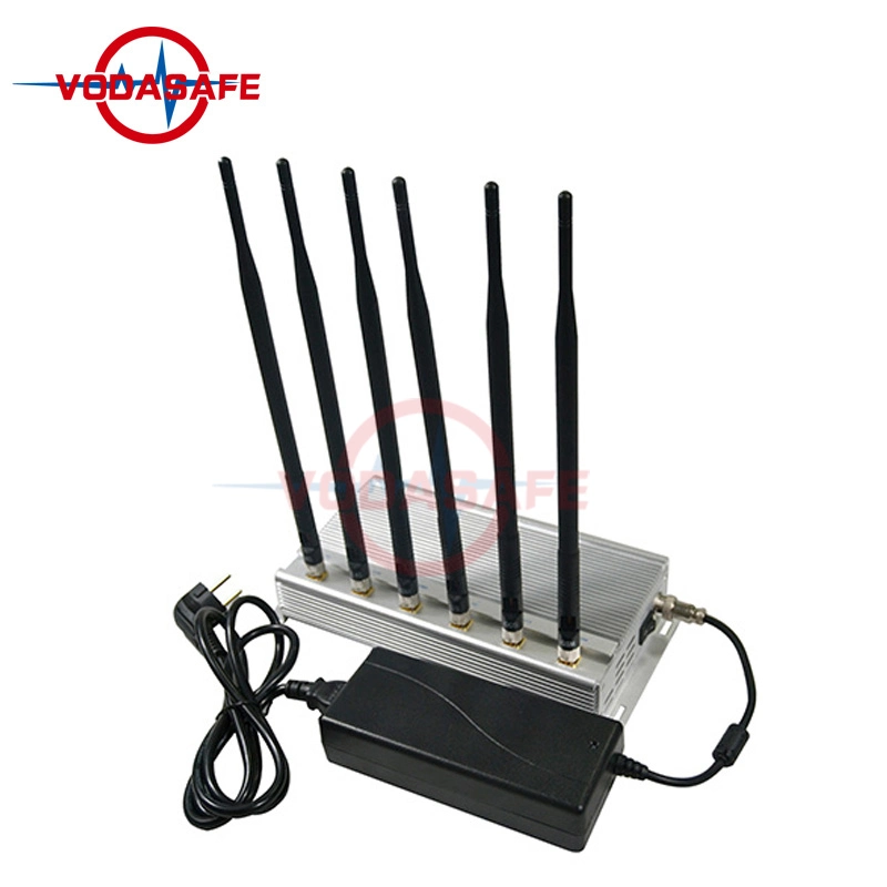 Um bom sistema de refrigeração 6 Antenas Scrambler de sinal de telefone celular com 30m de bloqueio de interferência de sinal WiFi