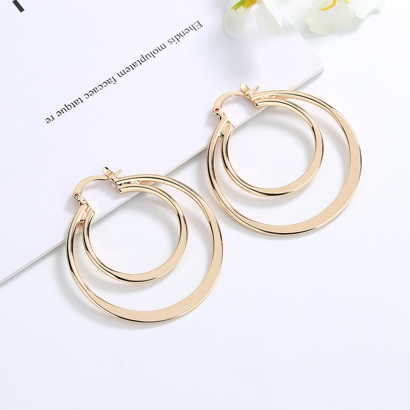 Costume Imitation Jewelry 14K 18K Gold Plated Simple Hoop Earring for Women