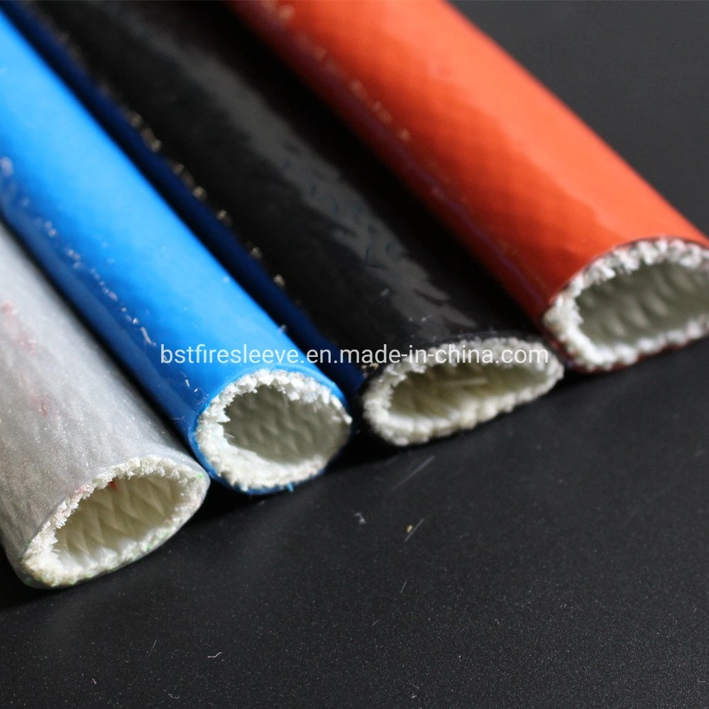 Silicone Elastomer-Coated Type E Fiberglass Industrial Knitted Fire Sleeve Thermal Protection for Hoses Silicone Glassfiber Fire Proof Sleeve