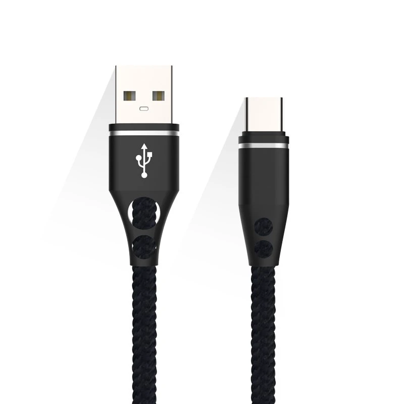 Hot Sale USB C to USB C Cable 1m Black Braided Type C Data Cable Mobile Phone Charger Cable