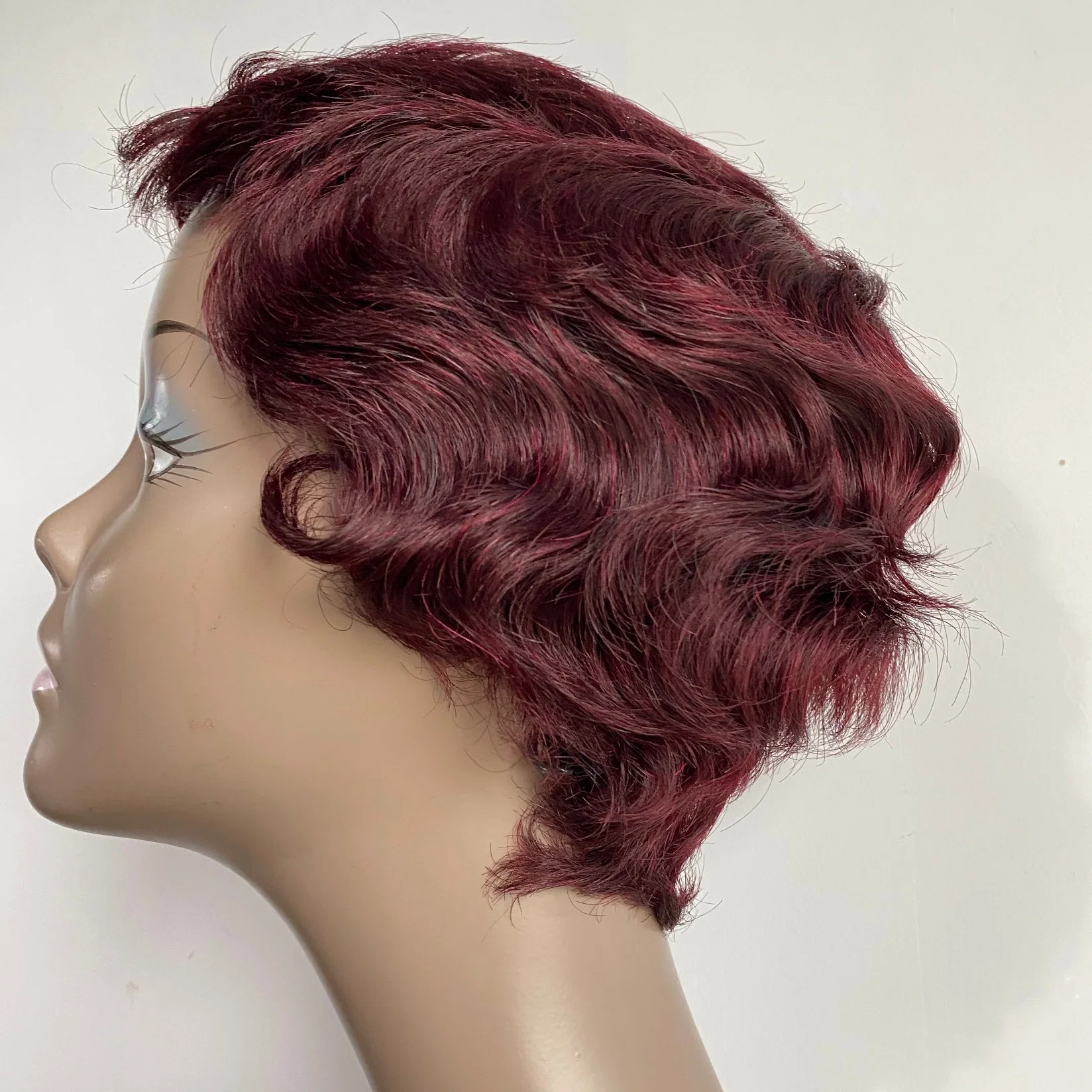 Cheap Short Human Hair Wig for Women Brazilian Natural Hair Full Machine Wigs Finger Curl Wave Wig