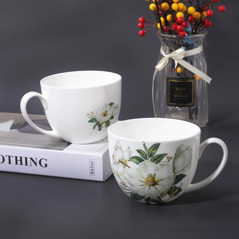 Factory Direct Sales of Bone China Breakfast Mug Mug Large Capacity Water Cup Customized Text Logo Household Ceramic Cup