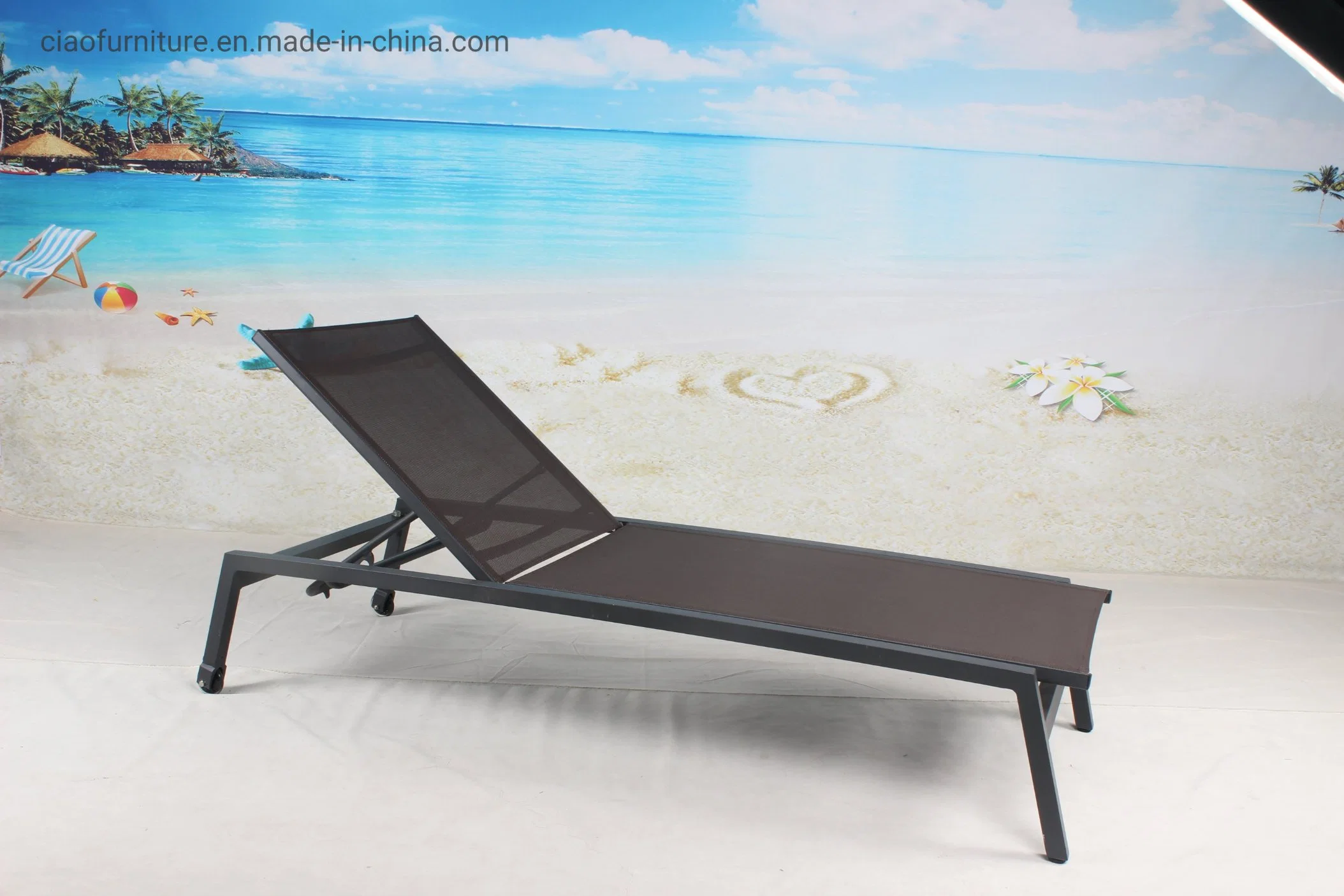 Poolside Furniture Beach Outdoor Aluminum Frame Powder Coating Textiline Sun Lounger