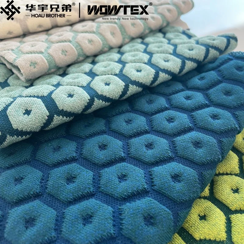 Home Textil 100% poliéster Sofá de punto material Tapicería moderna con patrones Tela