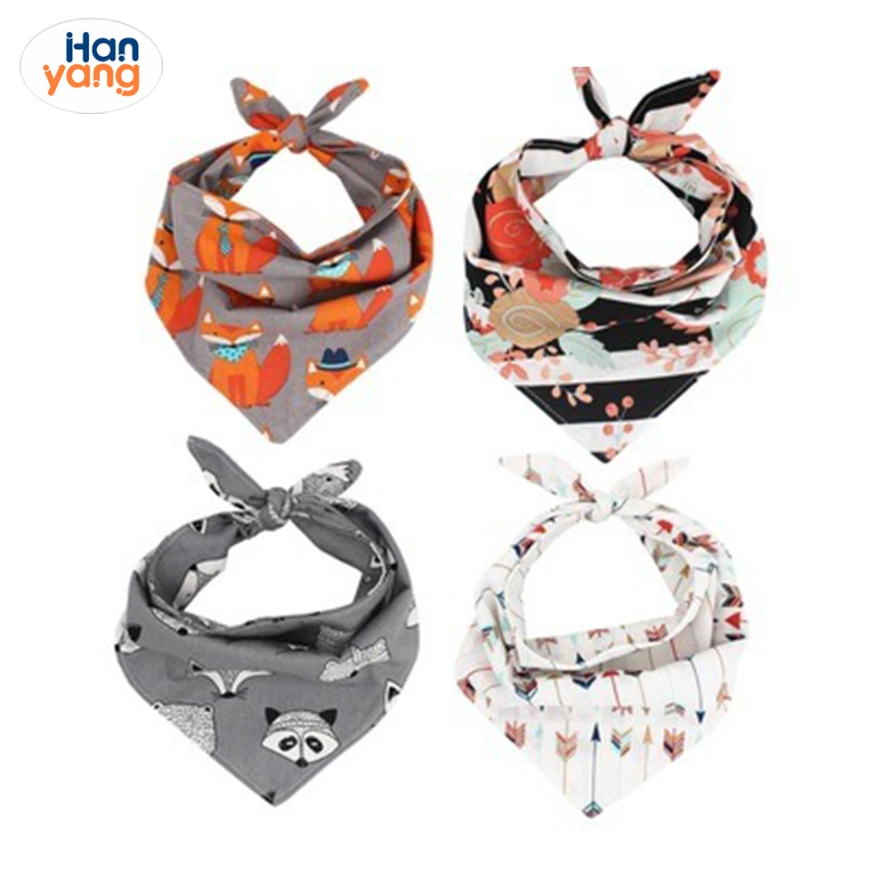 Hanyang Pet Supply Custom Logo Printing Colorful Pattern Dog Scarf Bandana Bib Pet Triangle Scarf