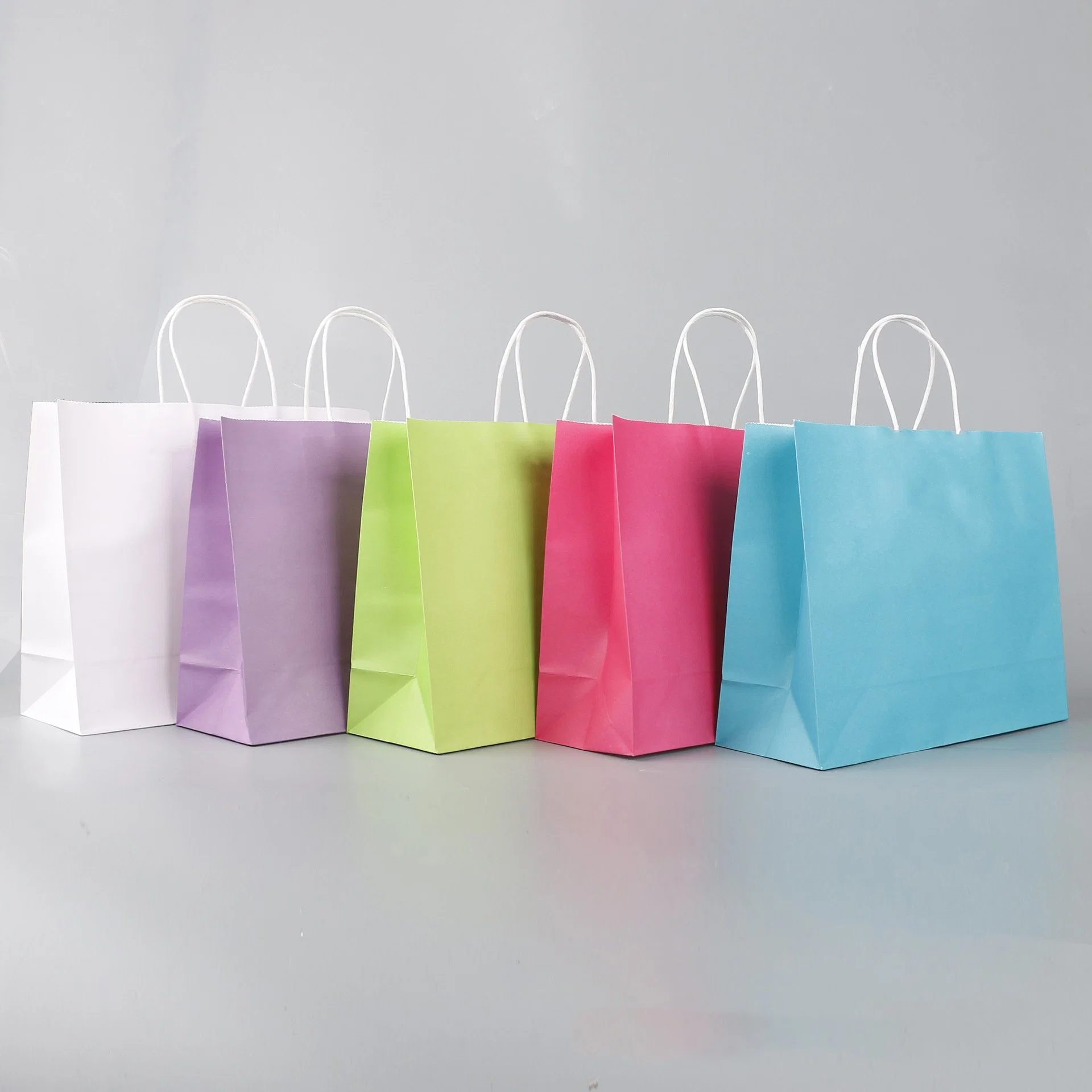 Recyclable Kraft Paper Bag with Twisted Rope Handle Reusable Shopping Paper Bags